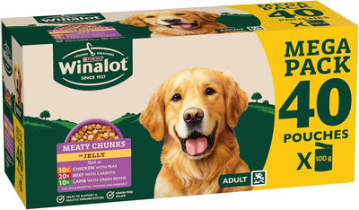 Winalot Meaty Chunks Adult Wet Dog Food in Jelly, Beef, Chicken & Lamb
