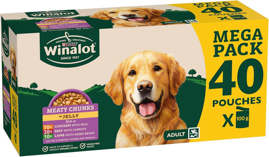 Winalot Meaty Chunks Adult Wet Dog Food in Jelly, Beef, Chicken & Lamb